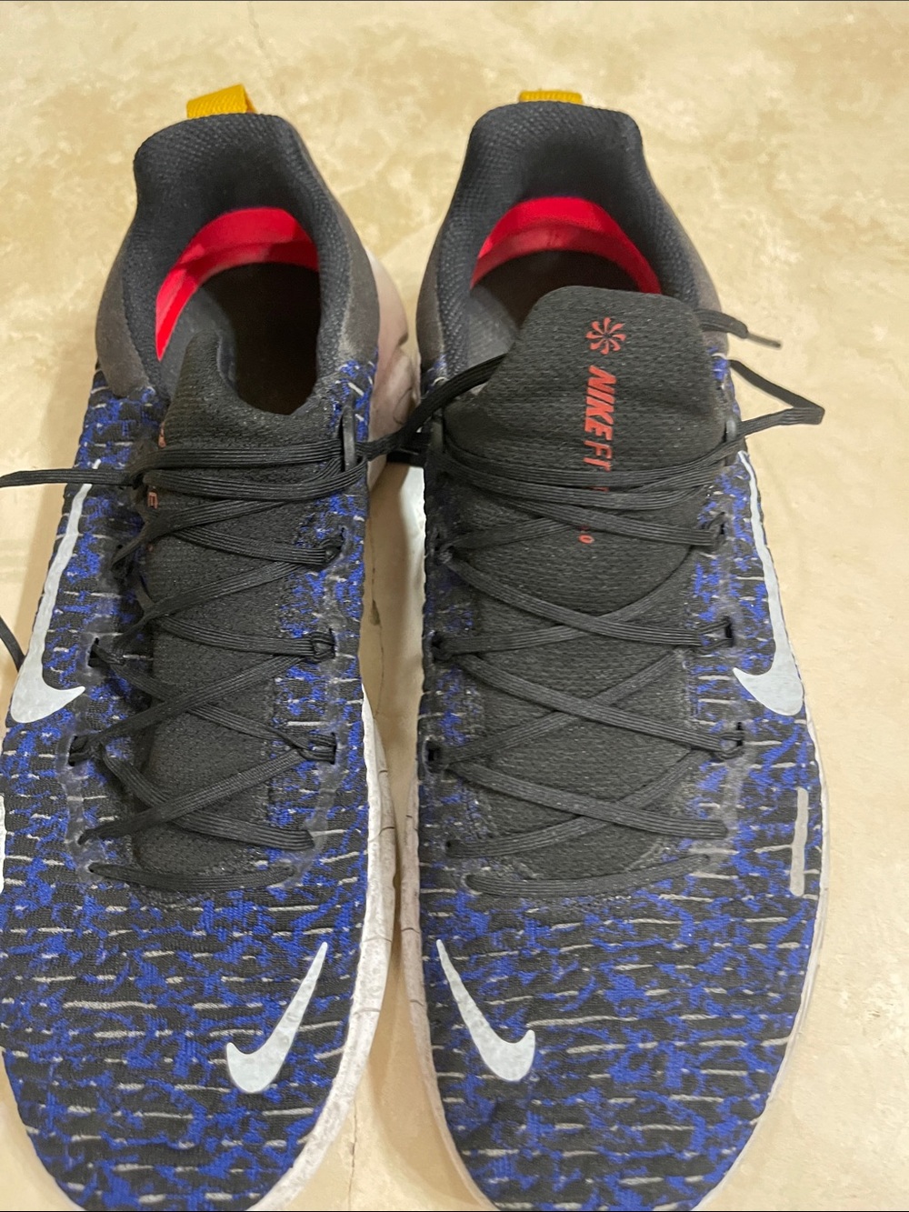 Nike Men’s Black & Blue Knit Training Shoes with White Swoosh